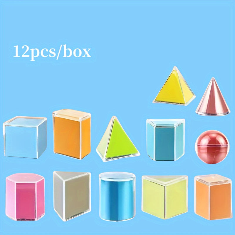 Ensemble de 12 pièces géométriques 3D en plastique durable, avec formes variées