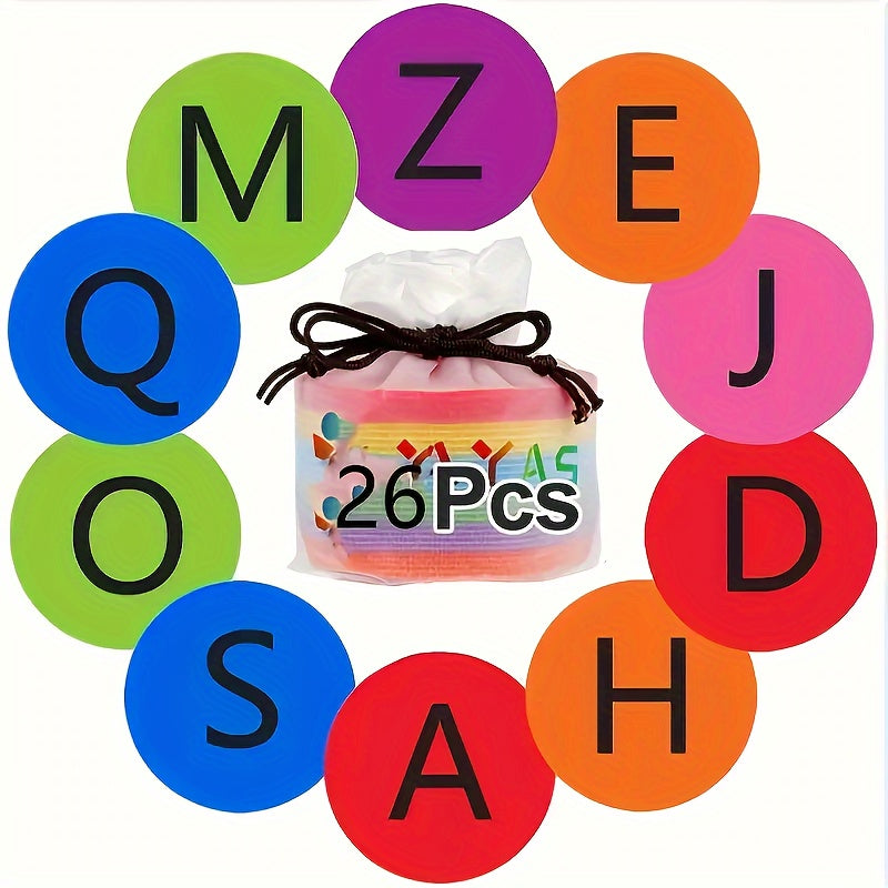 Marqueurs de sol en tapis ronds avec alphabet A à Z pour enfants".