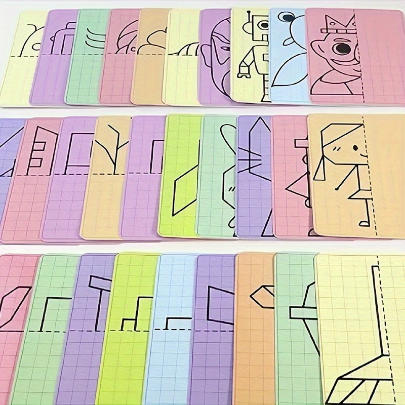 SYMETRIE 10 Cartes de dessin plastifiées