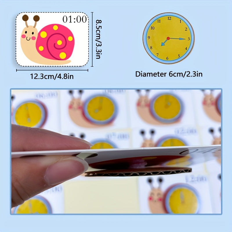 Gros plan sur les détails des horloges colorées et des cartes escargots
