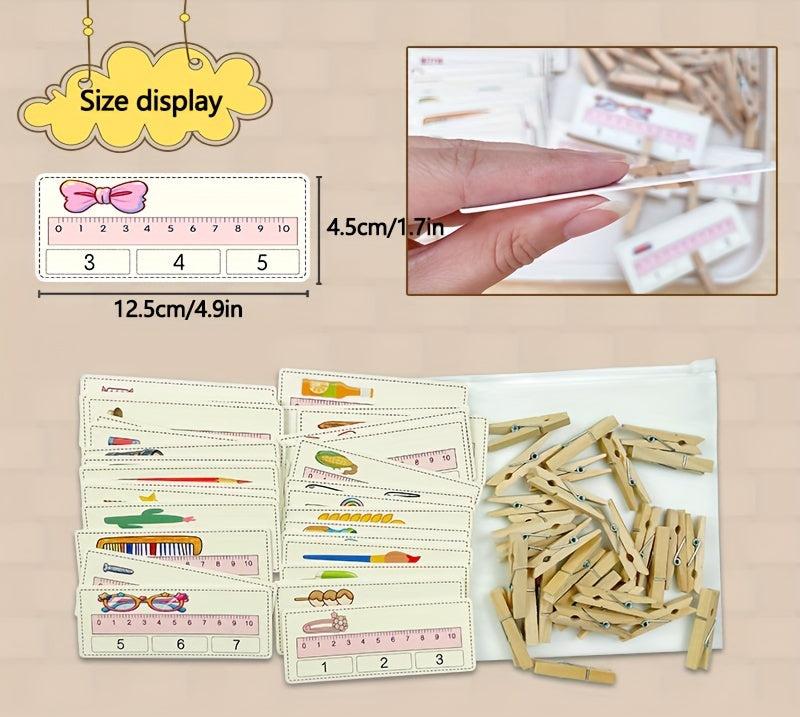 Kit Montessori avec cartes de mesure et pinces à linge pour l'apprentissage des enfants