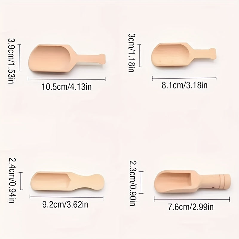 Ensemble de 4 cuillères en bois pour activités Montessori et transvasement.