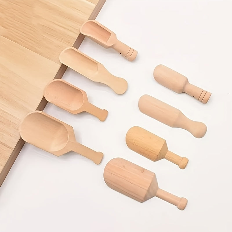 Ensemble de 4 cuillères en bois pour activités Montessori et transvasement.