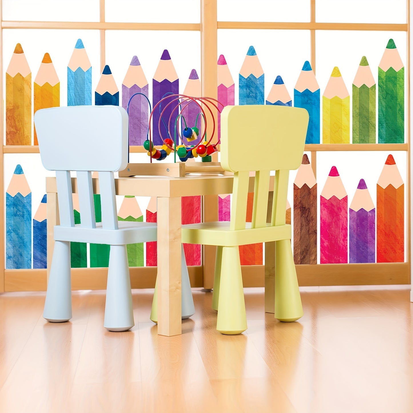 Stickers crayons colorés pour décoration murale et vitres