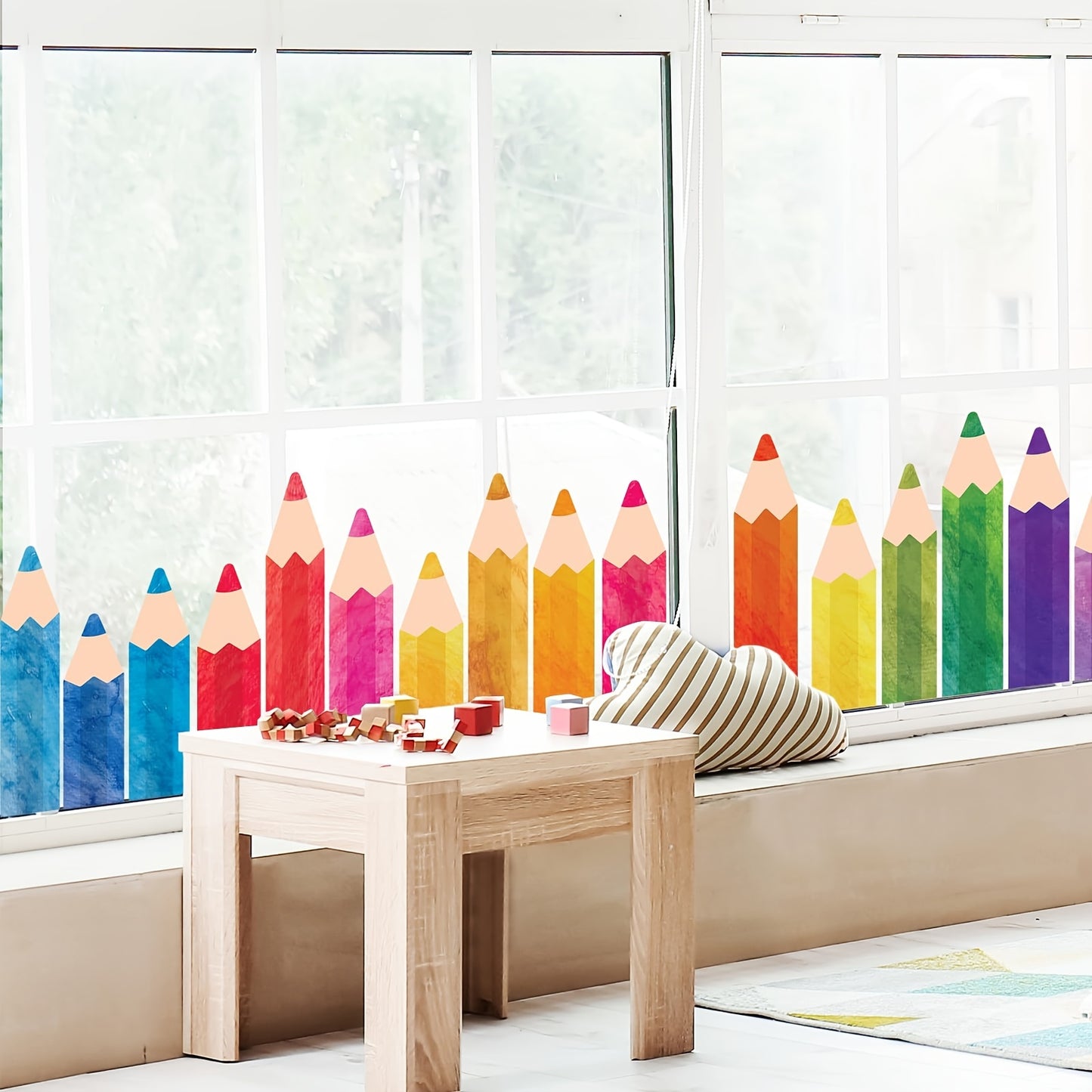 Stickers crayons colorés pour décoration murale et vitres