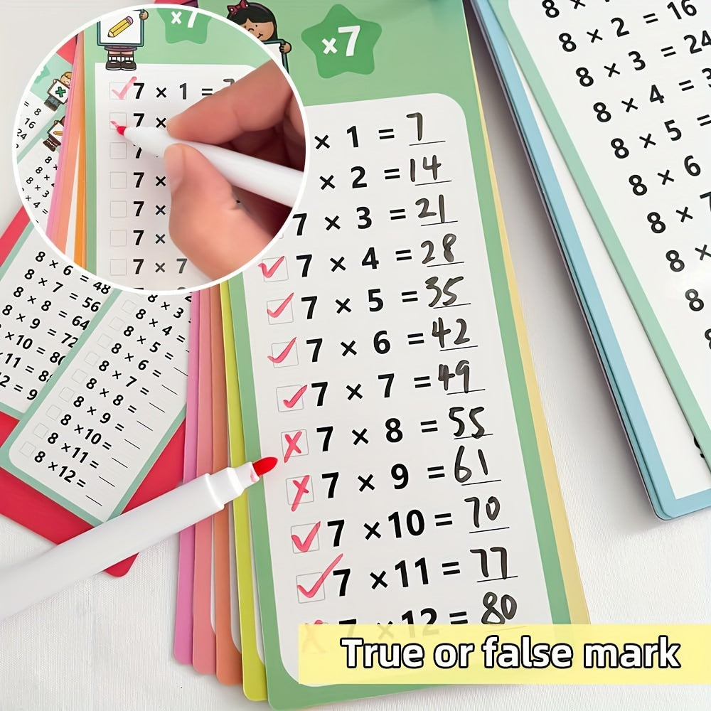 Enfant manipulant des flashcards de multiplications
