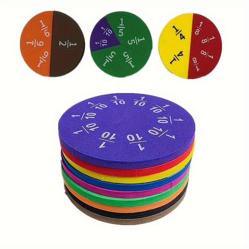 Kit de fractions rondes en EVA avec pièces colorées pour apprendre les mathématiques