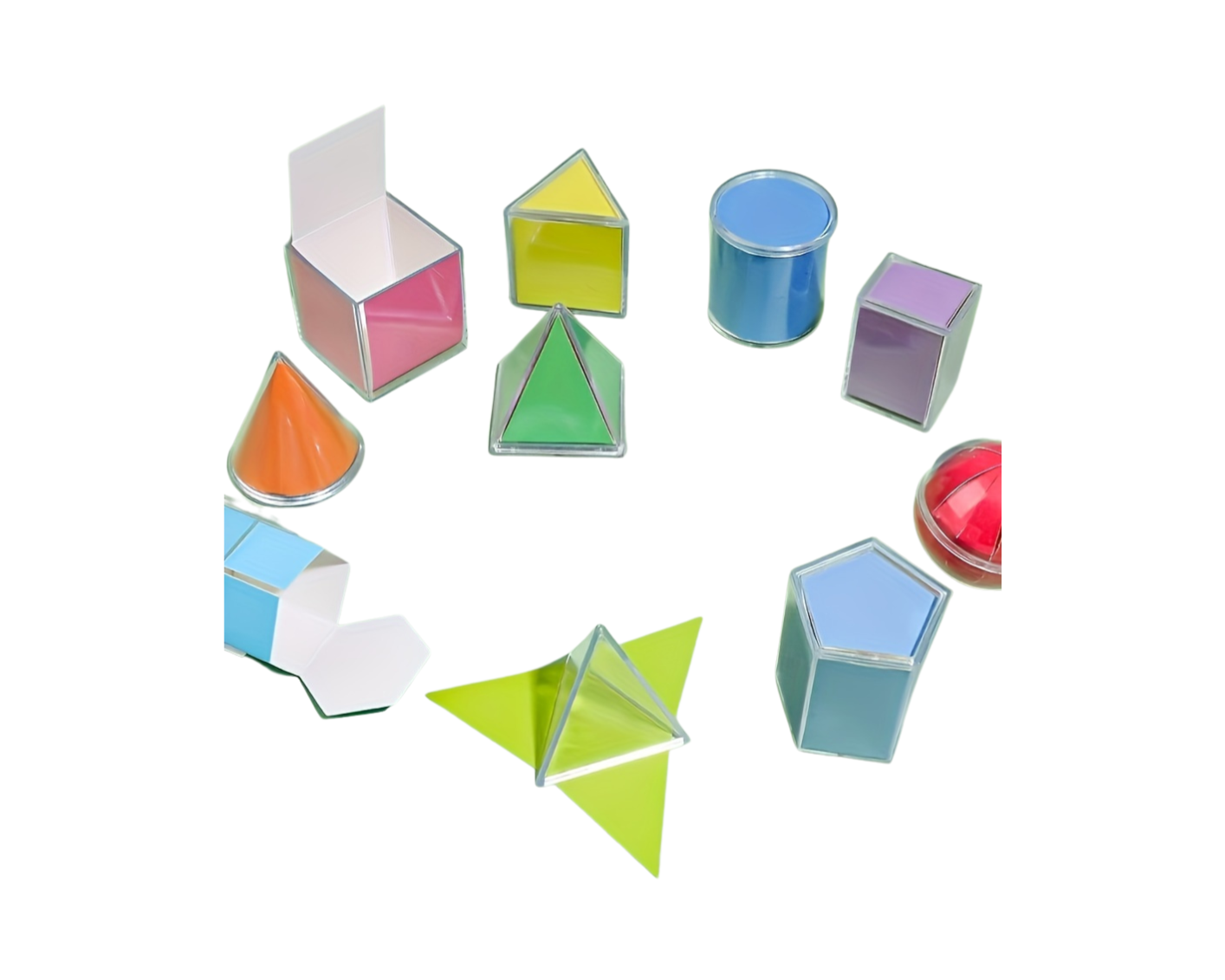 Ensemble de 12 pièces géométriques 3D en plastique durable, avec formes variées