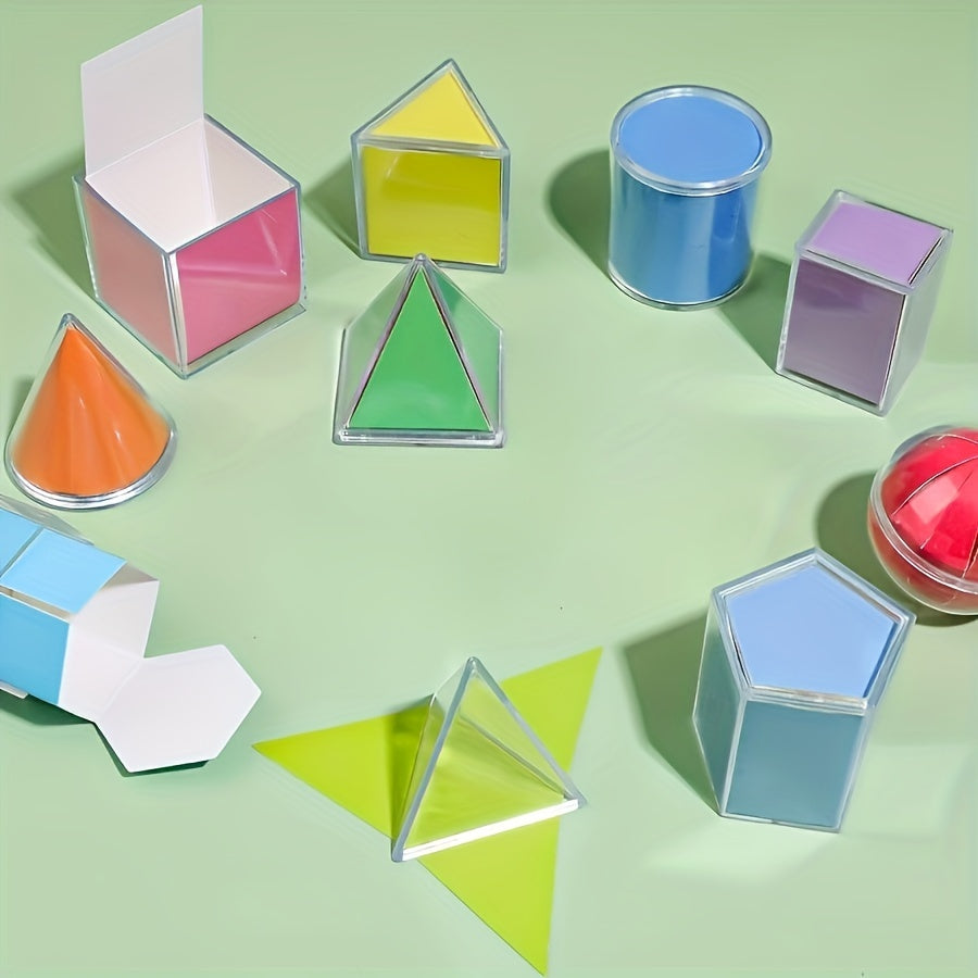 Pièces géométriques en 3D alignées pour démontrer la variété des formes disponibles