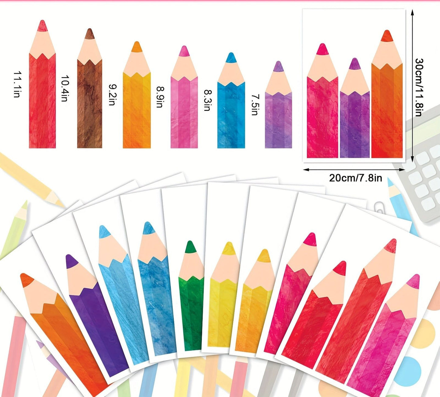 Stickers crayons colorés pour décoration murale et vitres