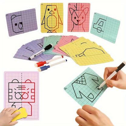 SYMETRIE 10 Cartes de dessin plastifiées