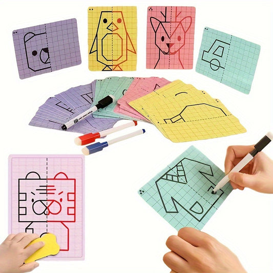 SYMETRIE 10 Cartes de dessin plastifiées