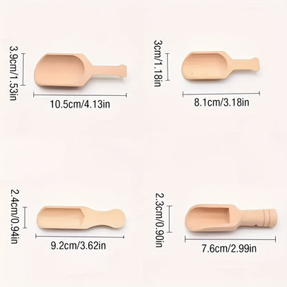 Ensemble de 4 cuillères en bois pour activités Montessori et transvasement.
