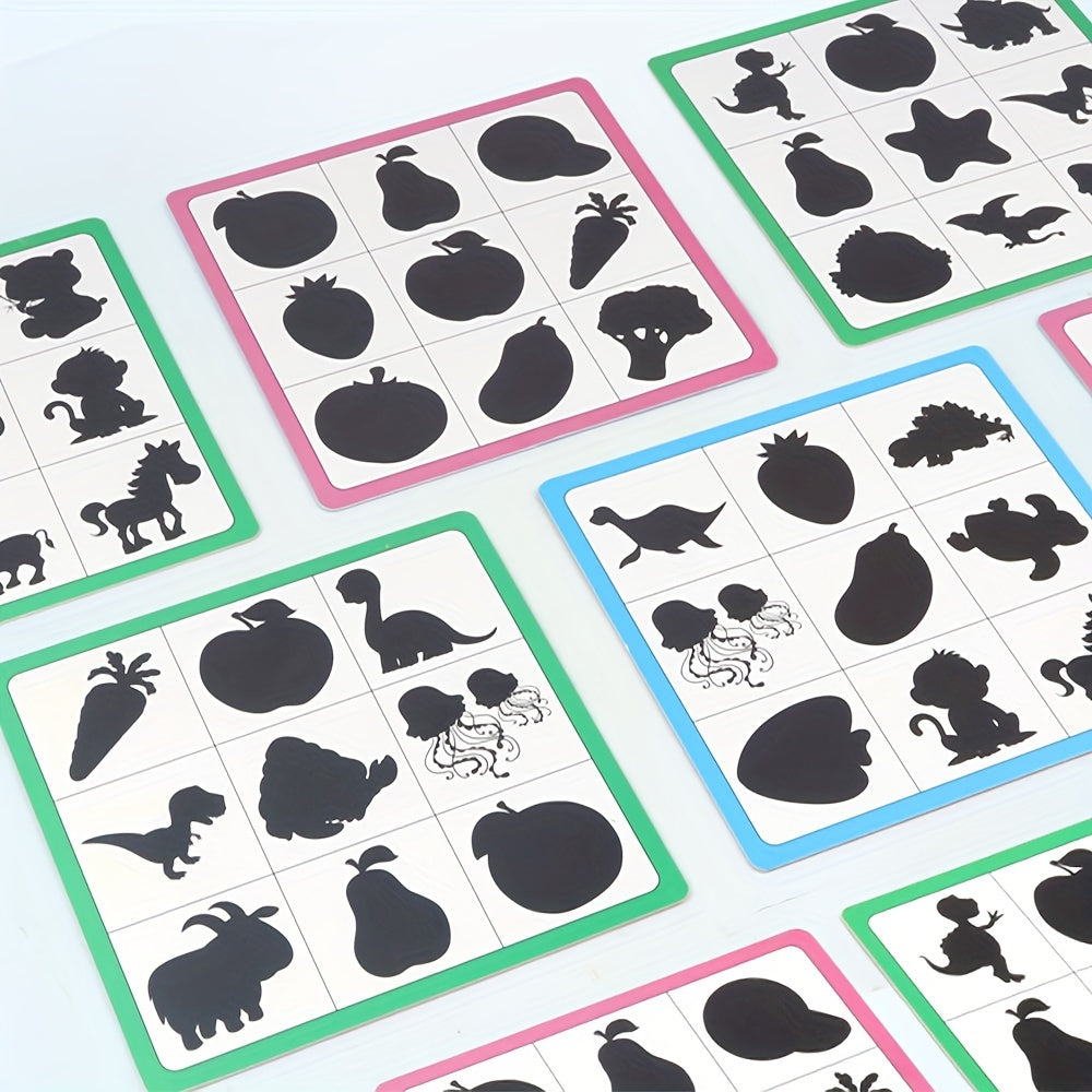 Vue rapprochée des cartes d’ombres et des images colorées associées.
