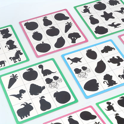 Vue rapprochée des cartes d’ombres et des images colorées associées.