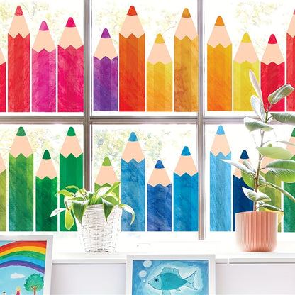 Stickers crayons colorés pour décoration murale et vitres