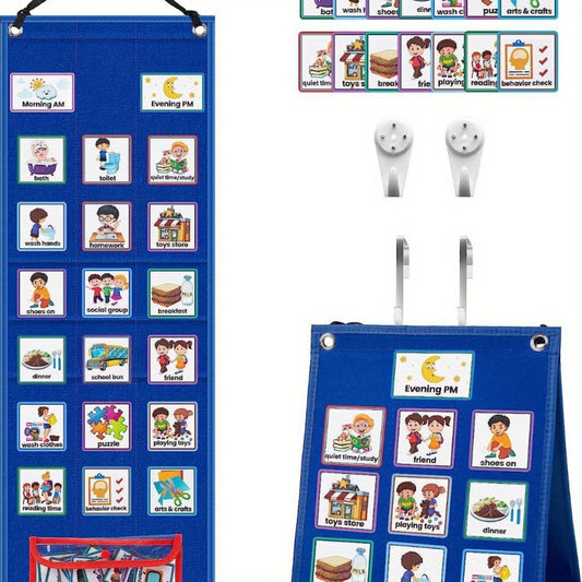 Vue complète du tableau de routine avec 72 aimants illustrés.